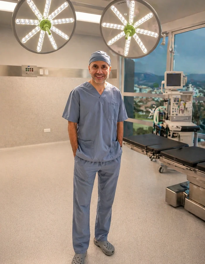 Dr. Bladimiro Bula en quirófano del Hospital Las Vegas, Medellín